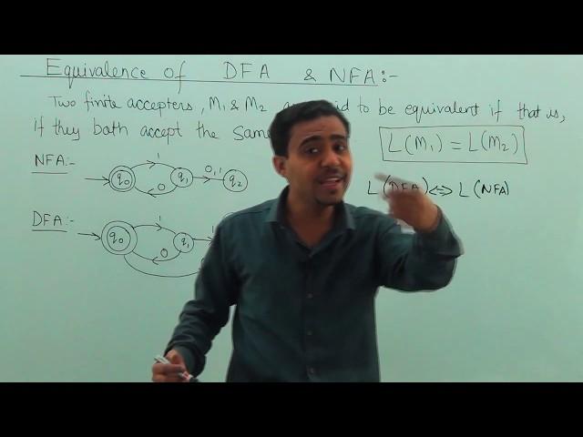 Tutorial 23 : Equivalence of DFA and NFA in Hindi by Prateek Jain