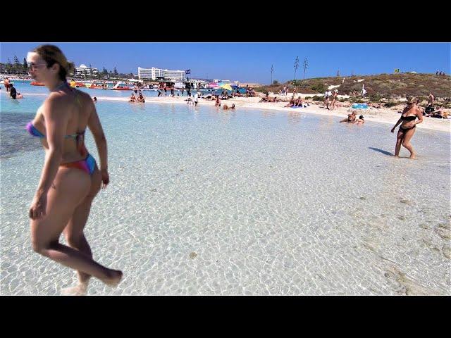 Ayia Napa, Cyprus. Beach Walk Tour of Nissi Beach going to Nissi Beach Hotel