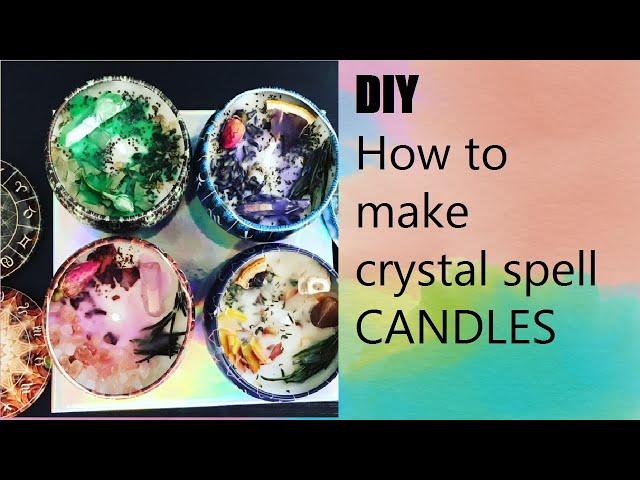 DIY how to make soy spell & blessing crystal dressed herb aromatherapy  candles