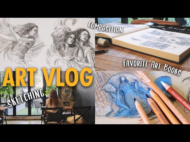 ART VLOG full of sketchbook sessions:  favorite art books & planning new paintings | Draw With Me