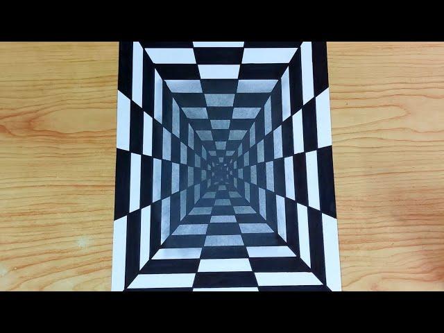 How to draw 3d tunnel illusion for beginners |  @mr.indianchitrkar