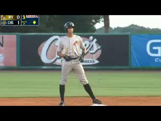 West Virginia's Tucker doubles in a run