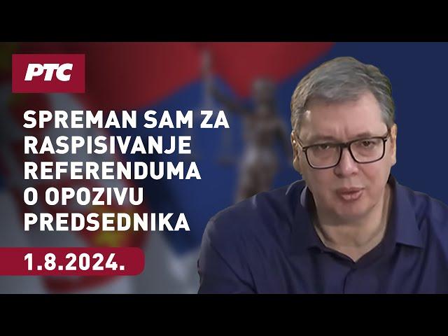 Vučić: Spreman sam za raspisivanje referenduma o opozivu predsednika