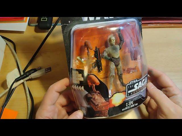 Vintage Star Wars unboxing C3P0 with Battle Droid head Saga Collection & a Yoda hologram figure too!