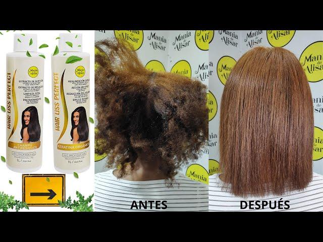 Step by step straightening of organic keratin in difficult hair