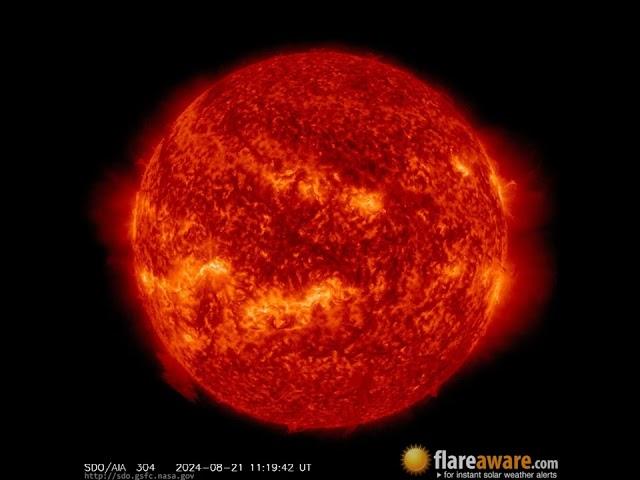 20 Aug - 21 Aug: 24 Hour Solar Activity (Earth Facing; Solar Storm, Sunspot, Solar Flare, CME)