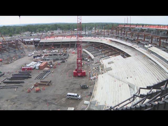 Bills stadium construction reaching new heights, check out the view of downtown Buffalo