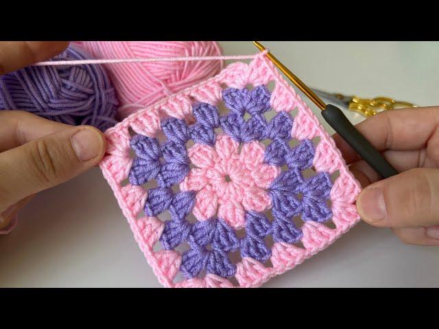 How to Crochet Flower Granny Square Motif / Easy Crochet Baby Blanket Pattern For Beginners