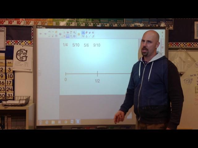 Comparing and ordering fractions on a number line