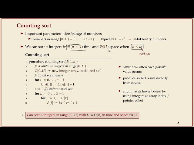 COMP526 (Spring 2022) 3-5 §3.4 Integer sorting