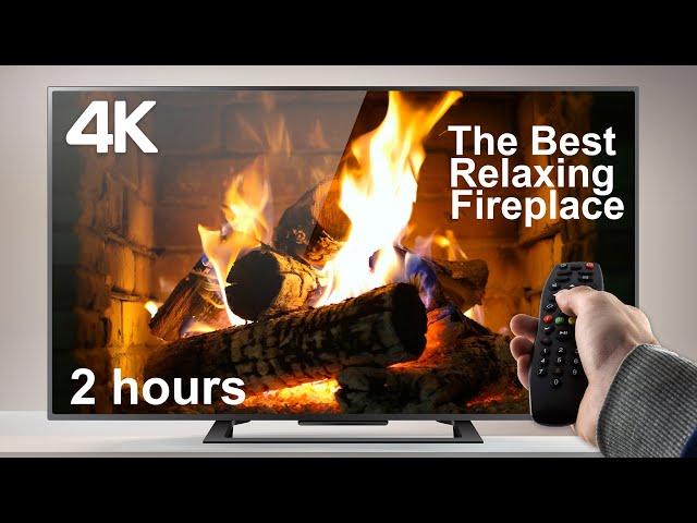 4K Relaxing Fireplace with Crackling Fire Sounds - No Music - 4K UHD - 2 Hours