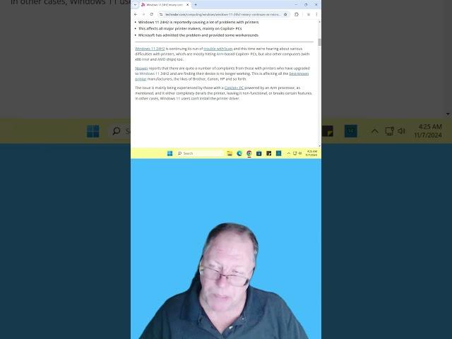 11 07 2024 Windows11 24H2 Updates problems continue   Printers not working, driver missing, etc