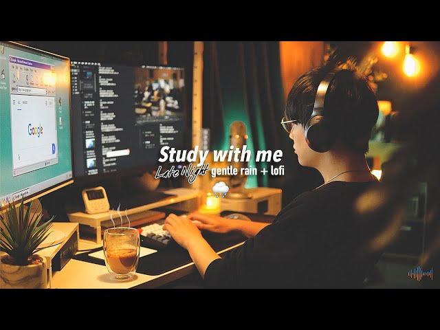 2-HOUR LATE NIGHT STUDY / gentle rain + lofi music  / 50 minute Pomodoro / with timer+bell