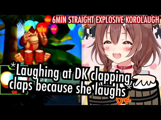 Korone hardest laugh ever, for 6min at Donkey Kong clapping—until she chokes (Donkey Konga) HOLOLIVE