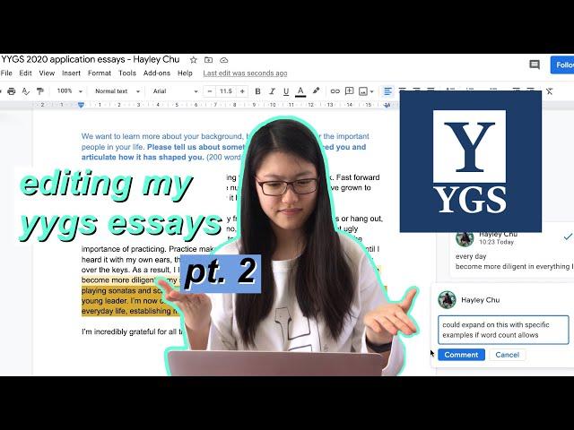 editing my yygs essays one year later! pt. 2