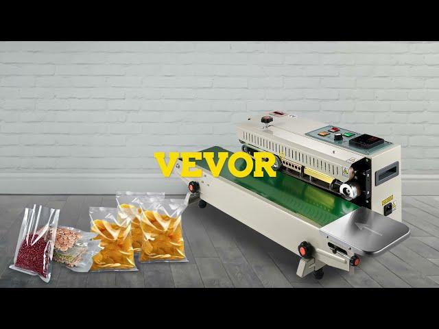 VEVOR Continuous Bag Band Sealing Machine - 0-16 m/min Speed & Automatic Control