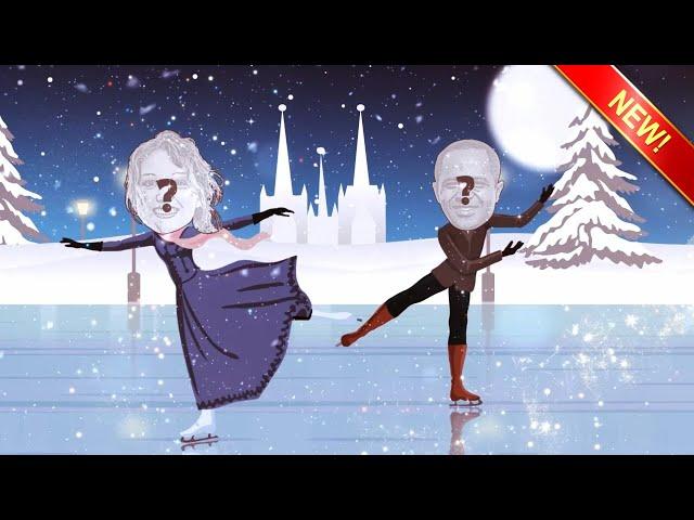 Animated Christmas Card Template - Xmas On Ice - YOUR FACES!