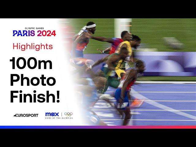 FULL SLOW MOTION: USA's Noah Lyles wins Olympic 100m gold by 0.005sec  #Paris2024 #Olympics