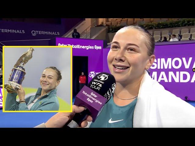 Amanda Anisimova Interview after beating Ostapenko to win Doha