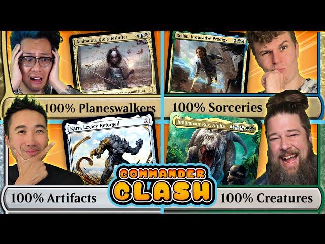 100% Creatures vs 100% Artifacts vs 100% Sorceries vs 100% Planeswalkers | Commander Clash S16 E24