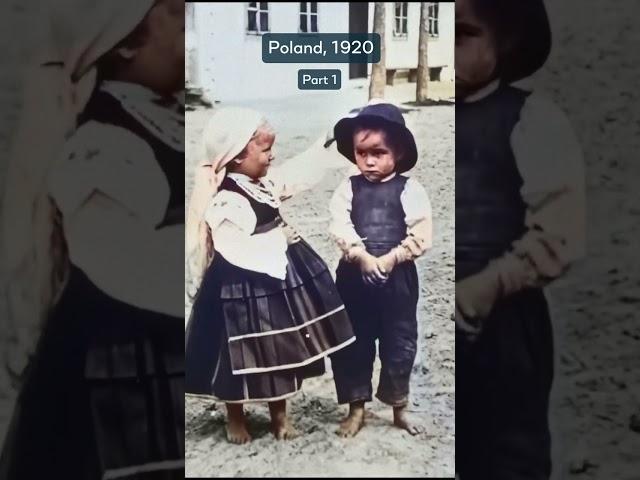 2 Kids Posing For The Camera  Upscaled & Colorized Footage From Poland #poland #history #oldfootage