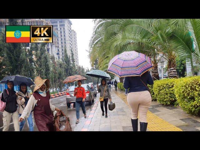 Addis Ababa in Rain ,  Ethiopia walking Tour 2024