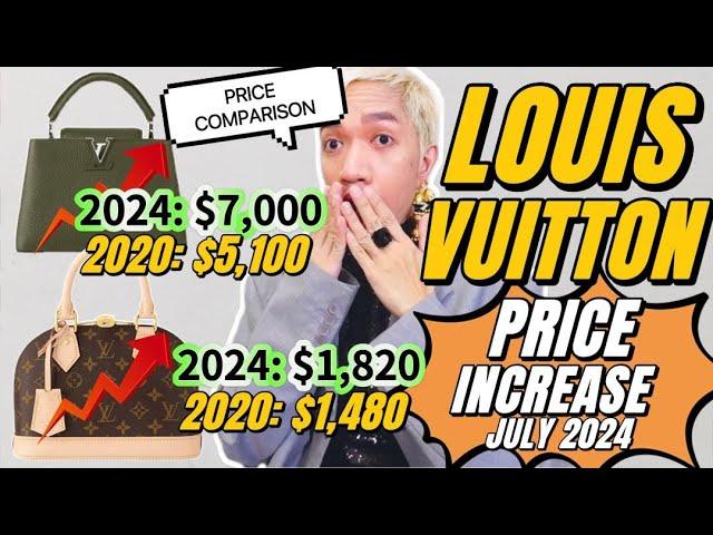 LOUIS VUITTON Global PRICE INCREASE 07/4/2024. PRICE COMPARISON from 2020 vs 2021 vs. 2022 vs. 2024