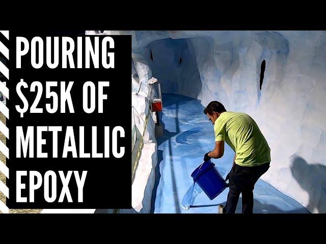 Pouring $25,000 of Metallic Epoxy Resin in 60 Seconds