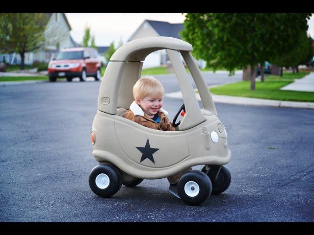 Pink Little Tikes Kid Car Into A Rock'n Army Jeep