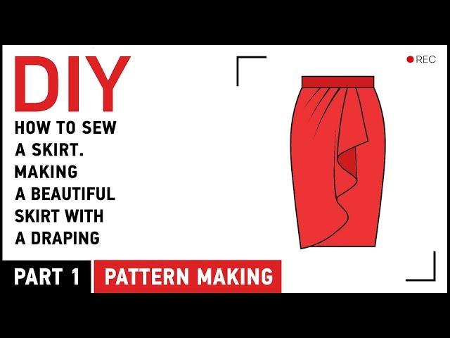 DIY: How to sew a skirt. Making a beautiful skirt with a draping. Pattern making.
