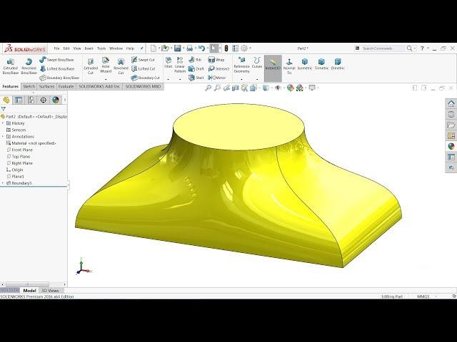 Solidworks tutorial Boundary Boss Base