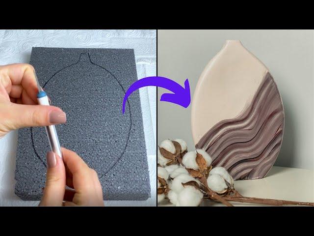 Easy Pottery Making with Cement | Cement Flower Vase | White Cement Craft | DIY