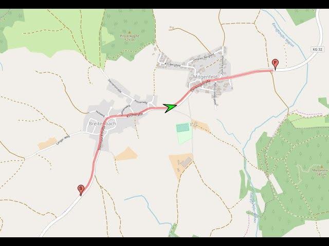 Ortsdurchfahrt in der Südrhön/KG: Breitenbach/Mitgenfeld (Süd rein, Ost raus)