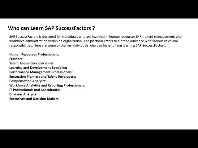 Introduction #SAP #Successfactors #employeecentral #fresher #besttraining #trainer