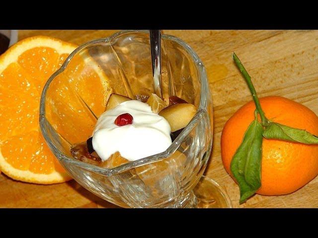 Winter Fruchtsalat Obsalat mit Nüssen - einfachKochen