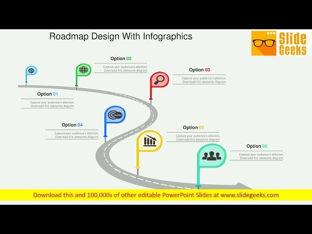 Roadmap Design With Infographics Powerpoint Templates