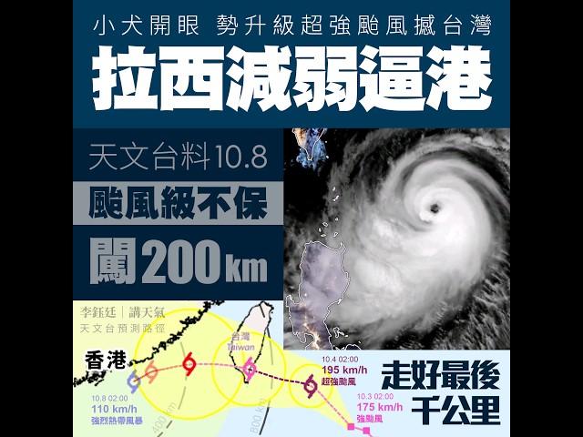 天文台料小犬10.8闖港200km 但失颱風級勢飆超颱撼台灣 惟減弱拉西 10.4市區35°C｜#天氣師李鈺廷｜Channel C HK