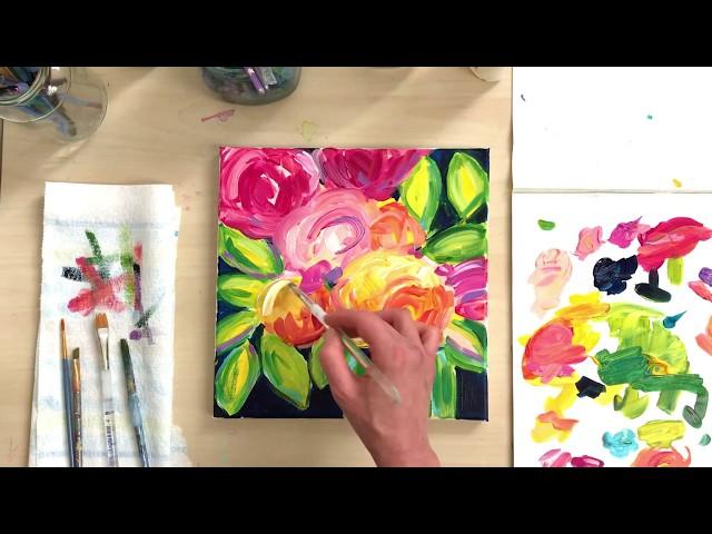 How to Paint Abstract Flowers: Simple Flower Painting Demo by Elle Byers