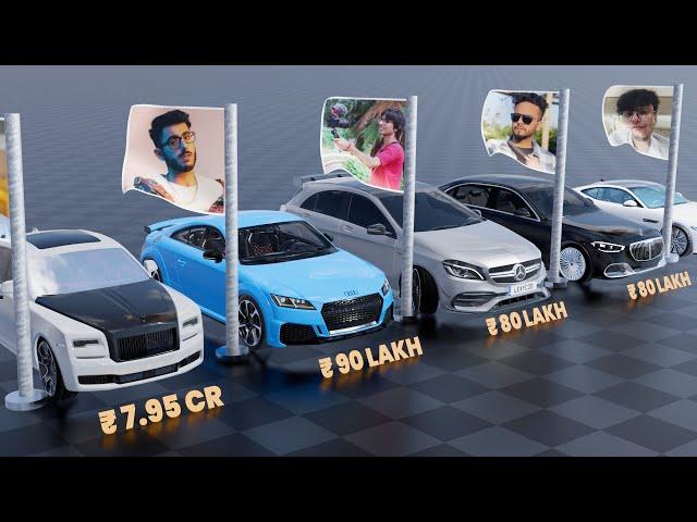 Indian Youtuber Car Collection 2025 ► 3D Comparison