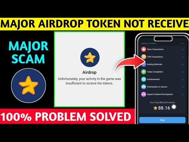 Unfortunately your activity in the game was insufficient to the tokens Major Airdrop Not Receive