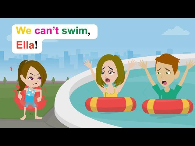 Ella's parents can't swim - Funny English Animated Story - Ella English