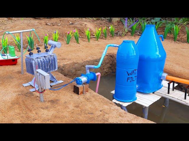 How to make mini water pump | Science project | Water filter tank construction