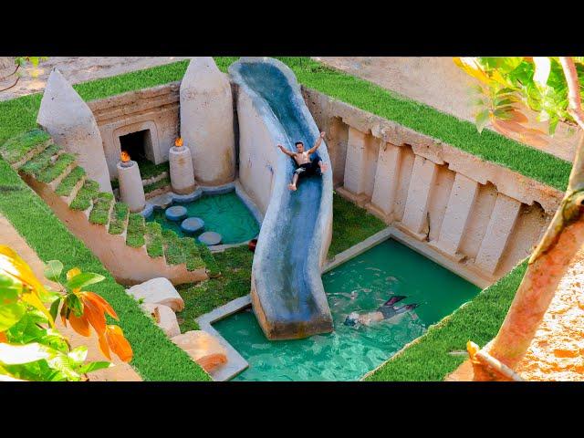 Building Cave Platinum Water Slide To Underground Swimming Pool With Private Living Room