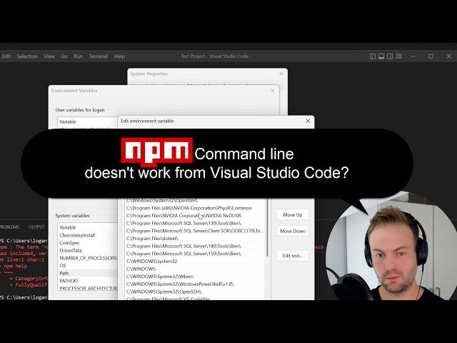 NPM Command line doesn't work in Visual Studio Code From Visual Studio 2022 node.js workload install