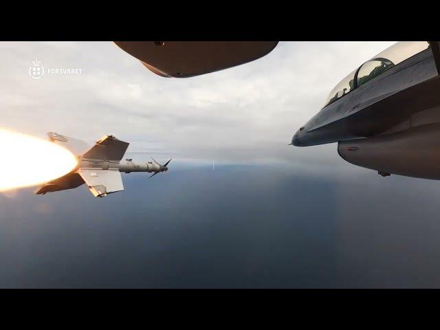 Danish F-16BM firing AIM-9M Sidewinders