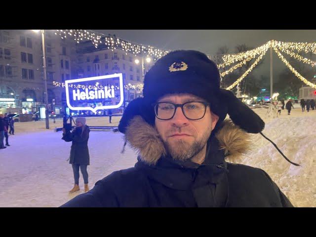 Russian Guy in Soviet Ushanka in Helsinki LIVE, CRINGY Light Art on SATURDAY Night