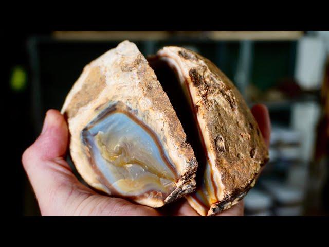 I cut 5 CHUNKY Brazilian agates open!