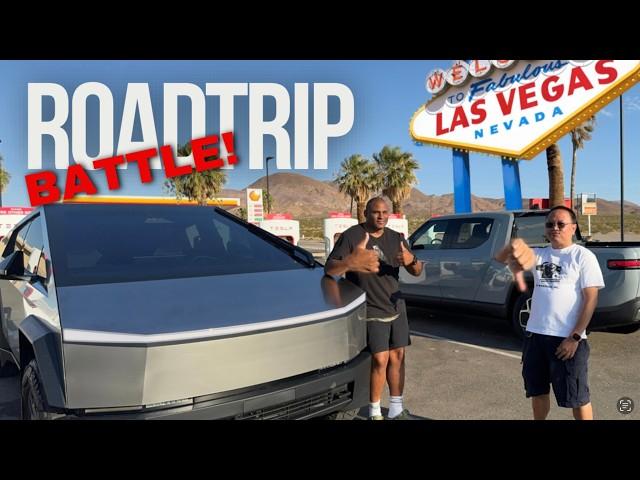 Efficiency Battle Road Trip to VEGAS! Cybertruck vs Rivian R1T