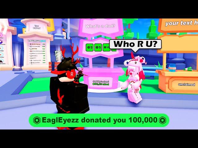 I Gave A Complete Stranger $100,000 Robux in Pls Donate