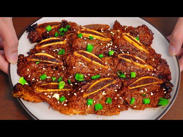 EASY Korean BBQ Beef Ribs by Air Fryer - Korean Short Ribs Recipe (LA Galbi)  